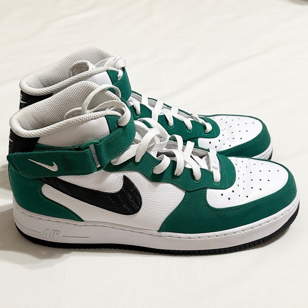 Nike AF1 Mid ID By You White/Green/Black - Custom Air Force 1 Sneakers - 12